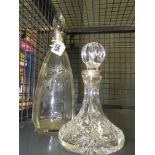 (2145RR) 381 - An Edwardian silver mounted decanter and stopper of slender form, the bottle