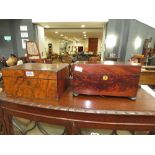 Victorian walnut writing slope plus a mahogany tea caddy