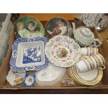 Box containing collectors plates, quantity of gold rimmed and floral decorated china, Royal