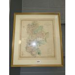 Framed and glazed map of Bedfordshire