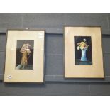 5418 Pair of framed and glazed watercolours of still life with vases and flowers