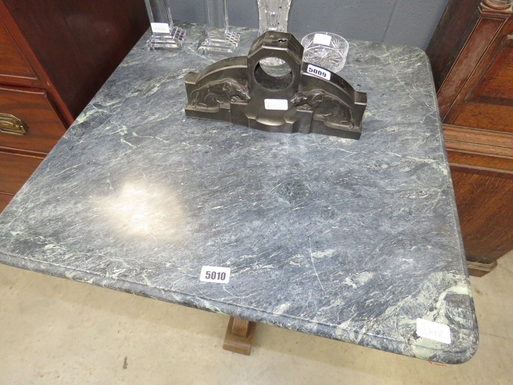 Beech table with marble surface - Image 2 of 2