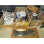 3 boxes containing household crockery and glassware