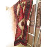 (7) Red Afghan woolen mat