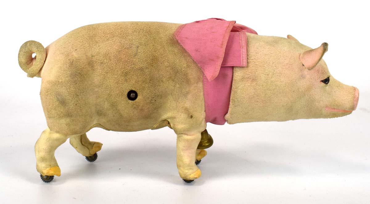 A circa 1905 French automaton modelled as a walking and grunting pig by Roullet et Decamps,