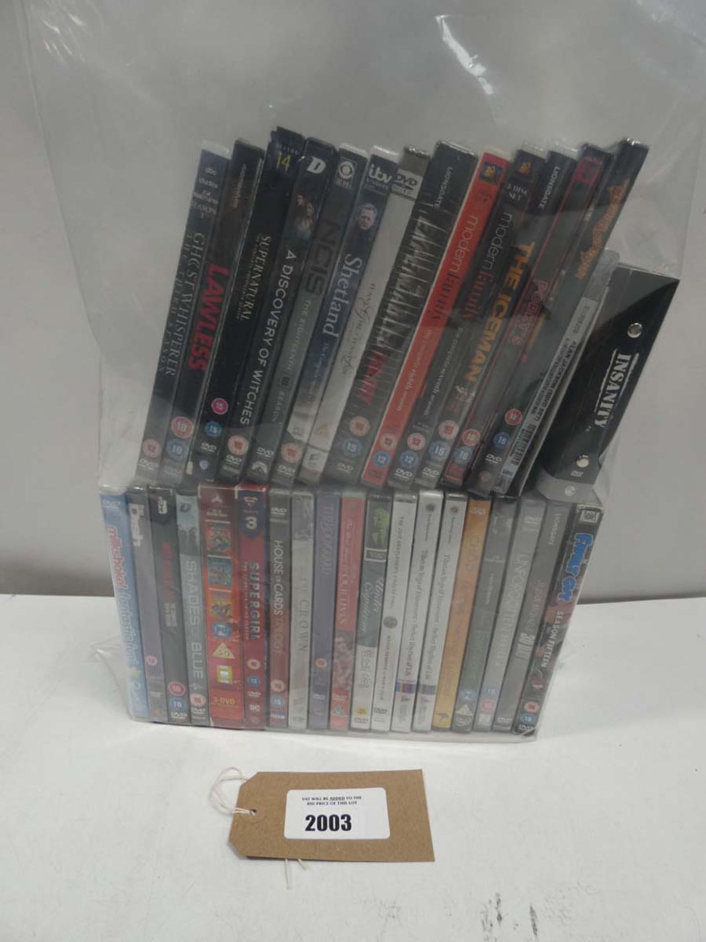 Bag containing quantity of DVD films