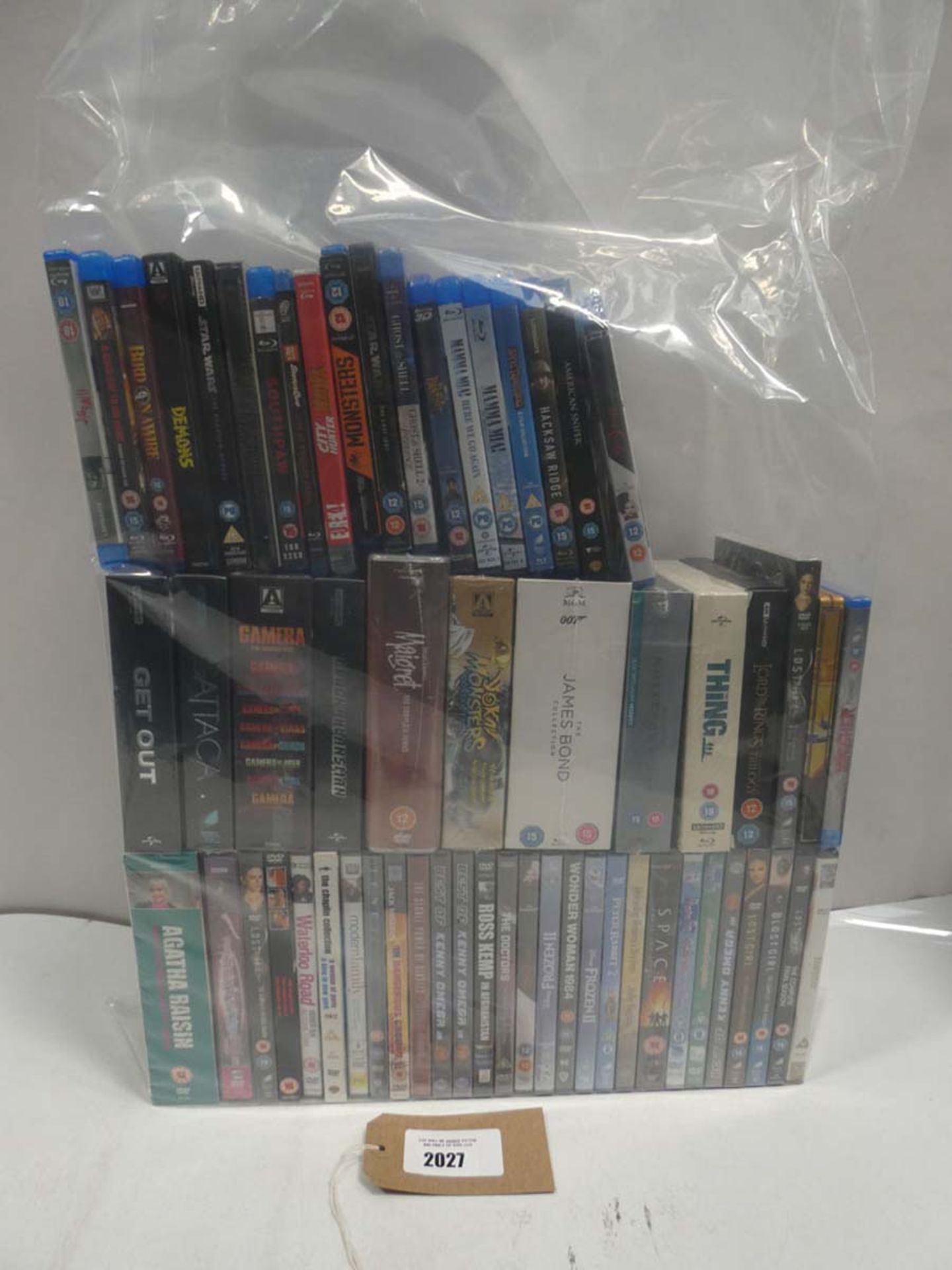 Bag containing quantity of DVD and Blu-Ray films and boxsets