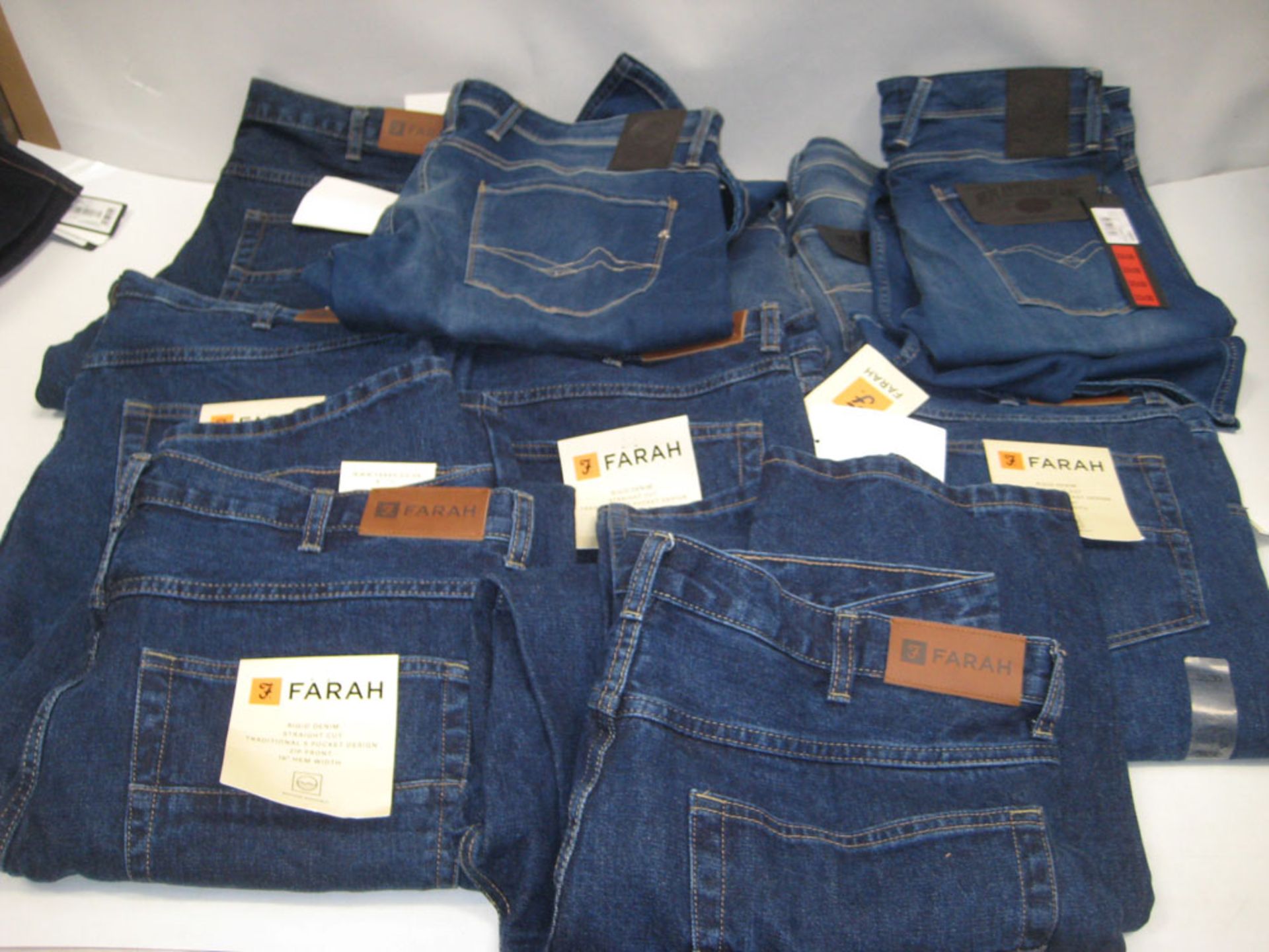 Bag containing 6 pairs of Farah jeans together with 4 pairs of Replay jeans