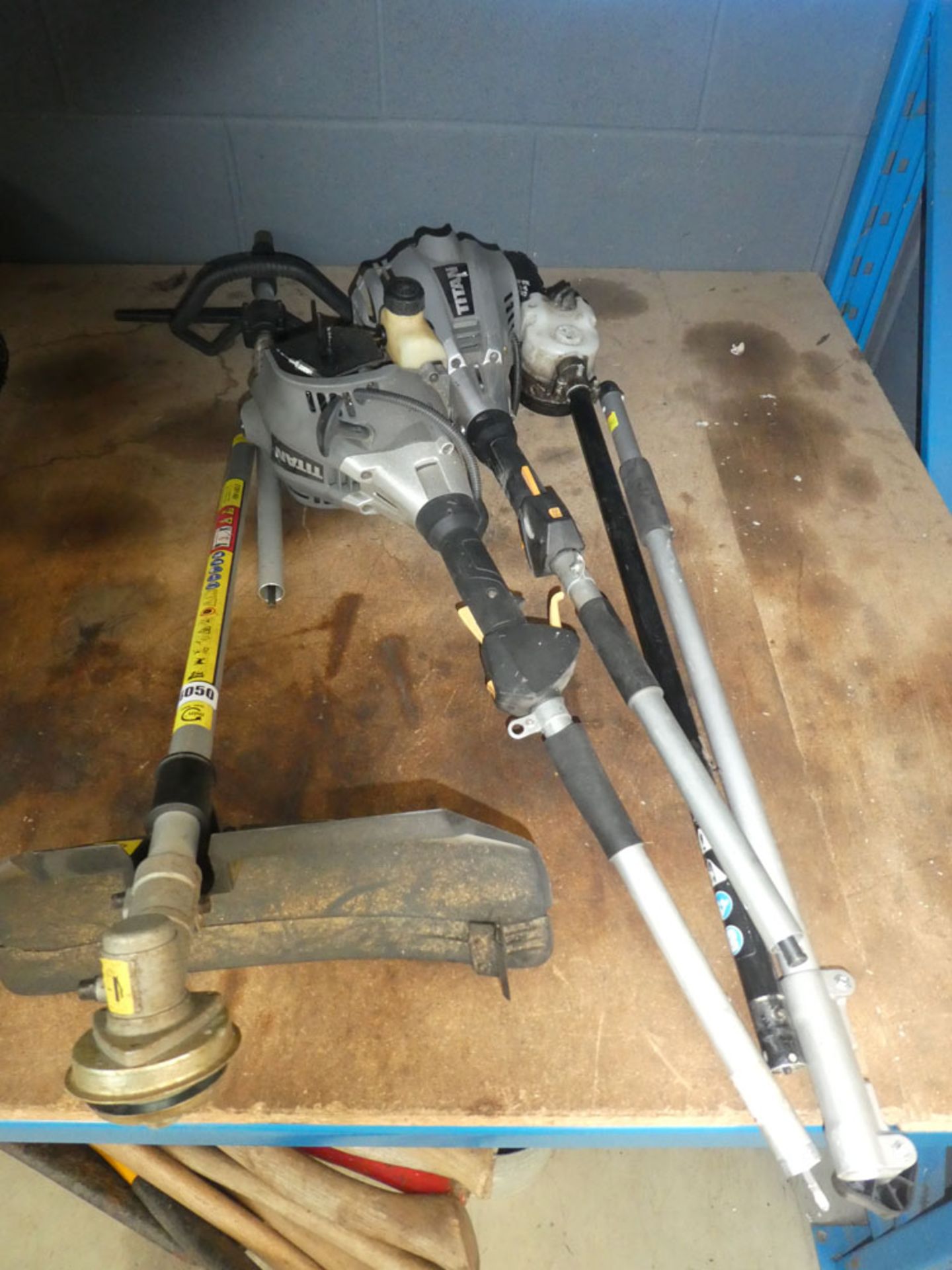 Qty of Titan petrol powered strimmer units and attachments (parts only)