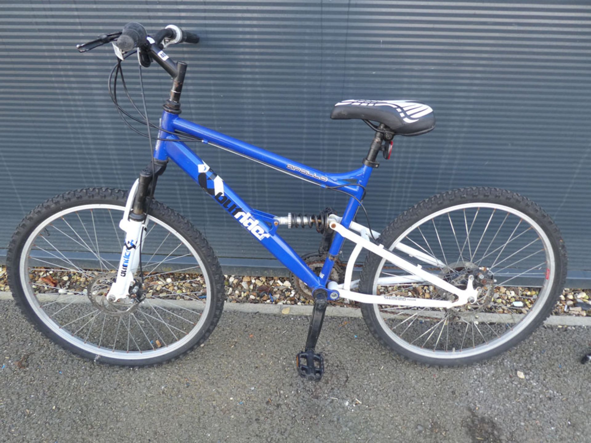 Ridge Rider blue and white mountain bike