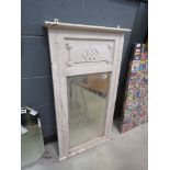 White framed rectangular mirror in the style of fireplace