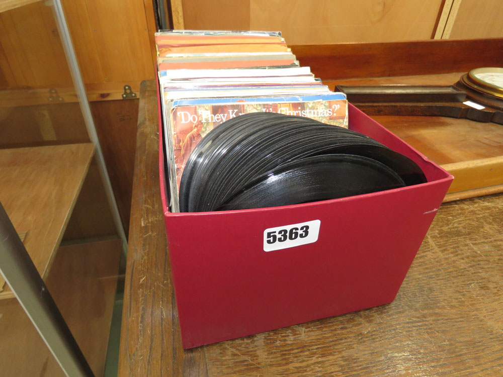 Box of 7in vinyl records