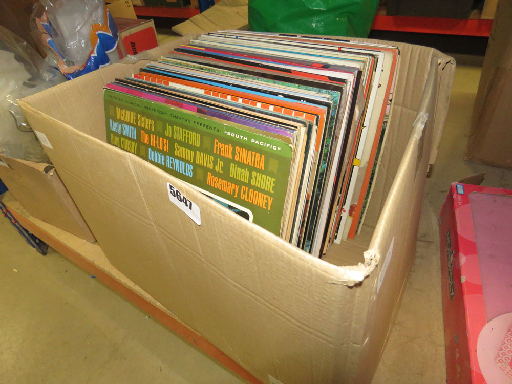 Box containing vinyl records