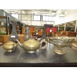 Quantity of metalware to include teapots, fruit bowls, jugs and a lantern