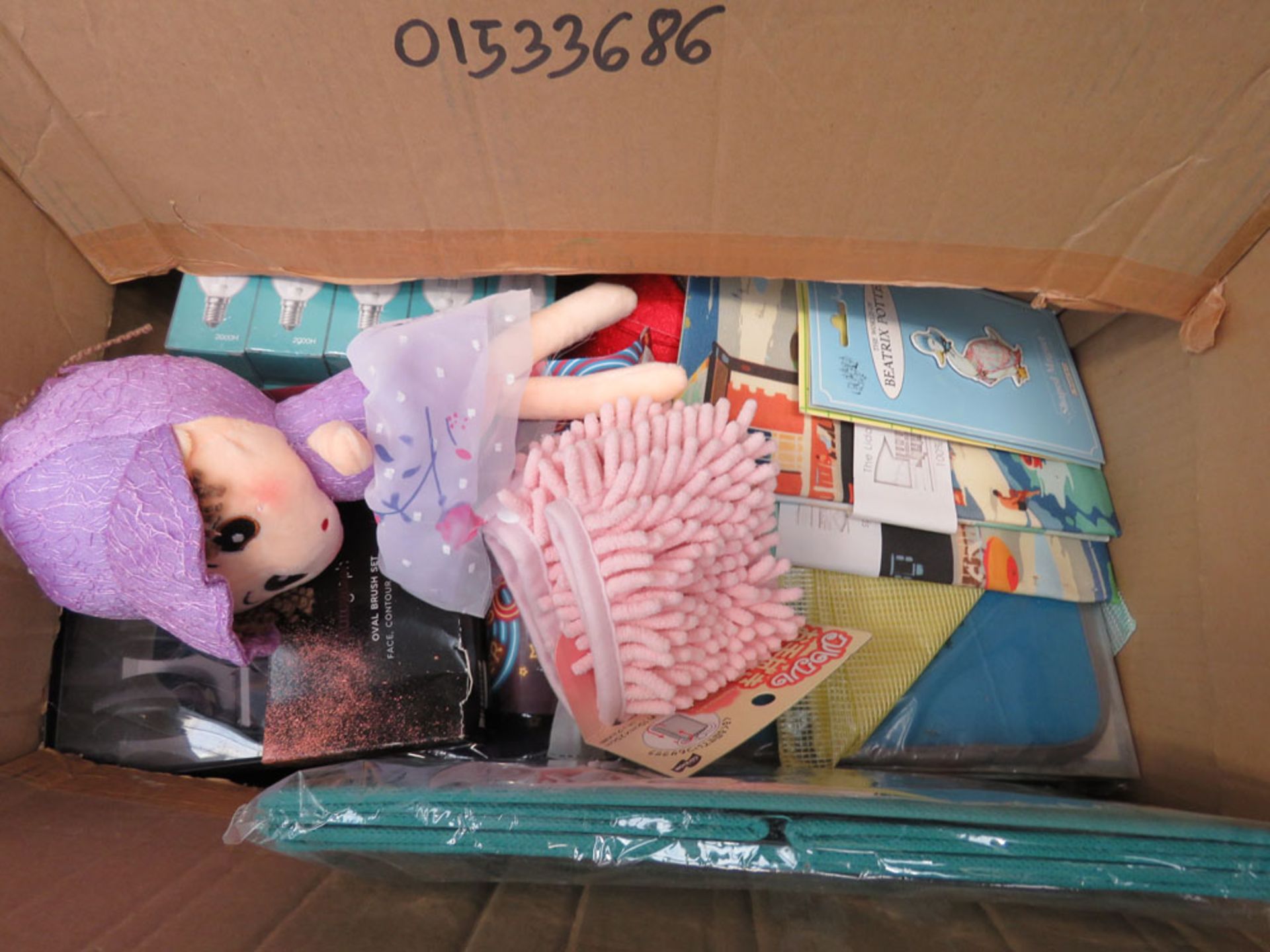 Box containing mixed toys, cards etc.