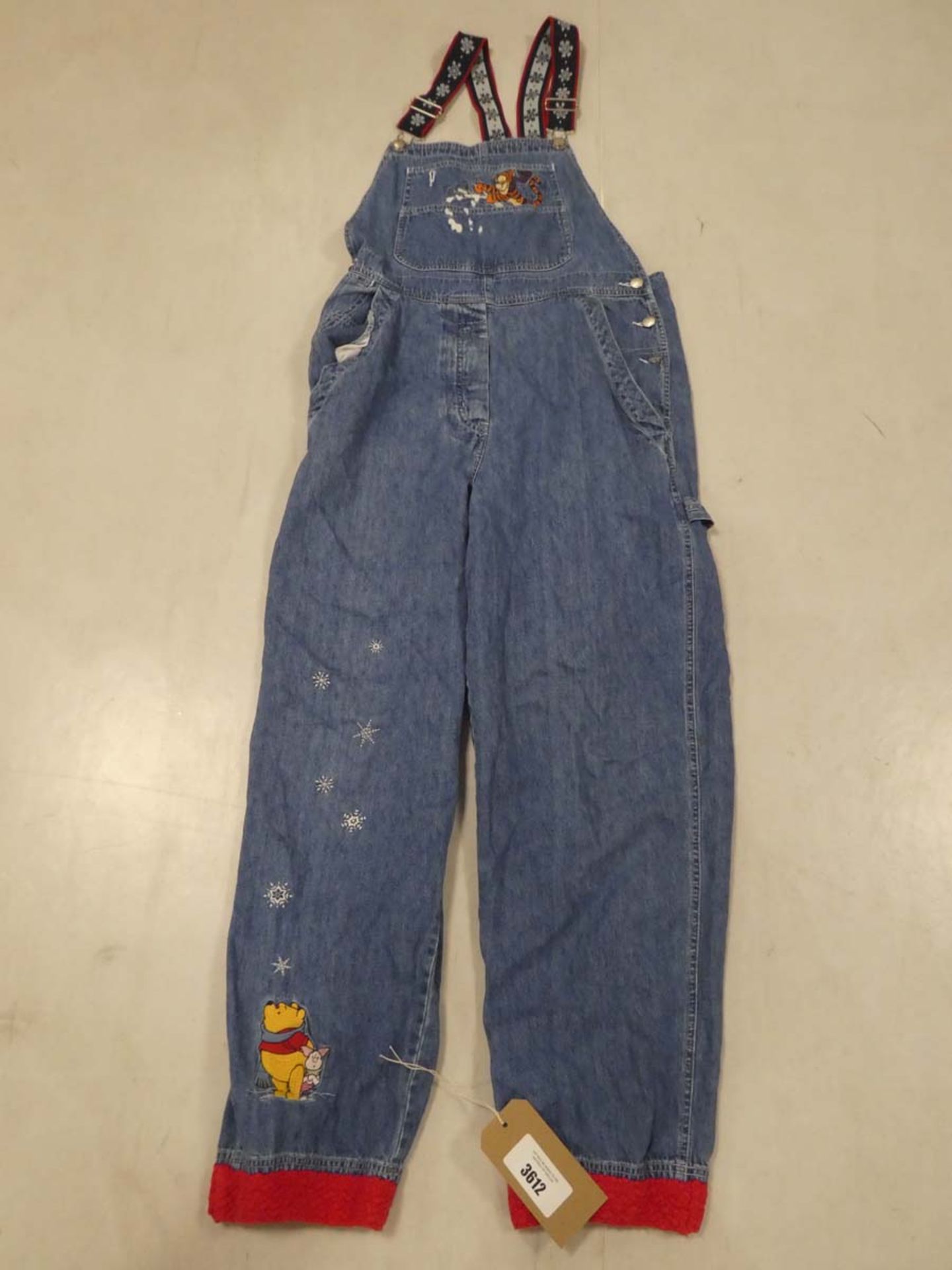 Disney Store ladies Christmas Winnie the Pooh denim dungarees size medium