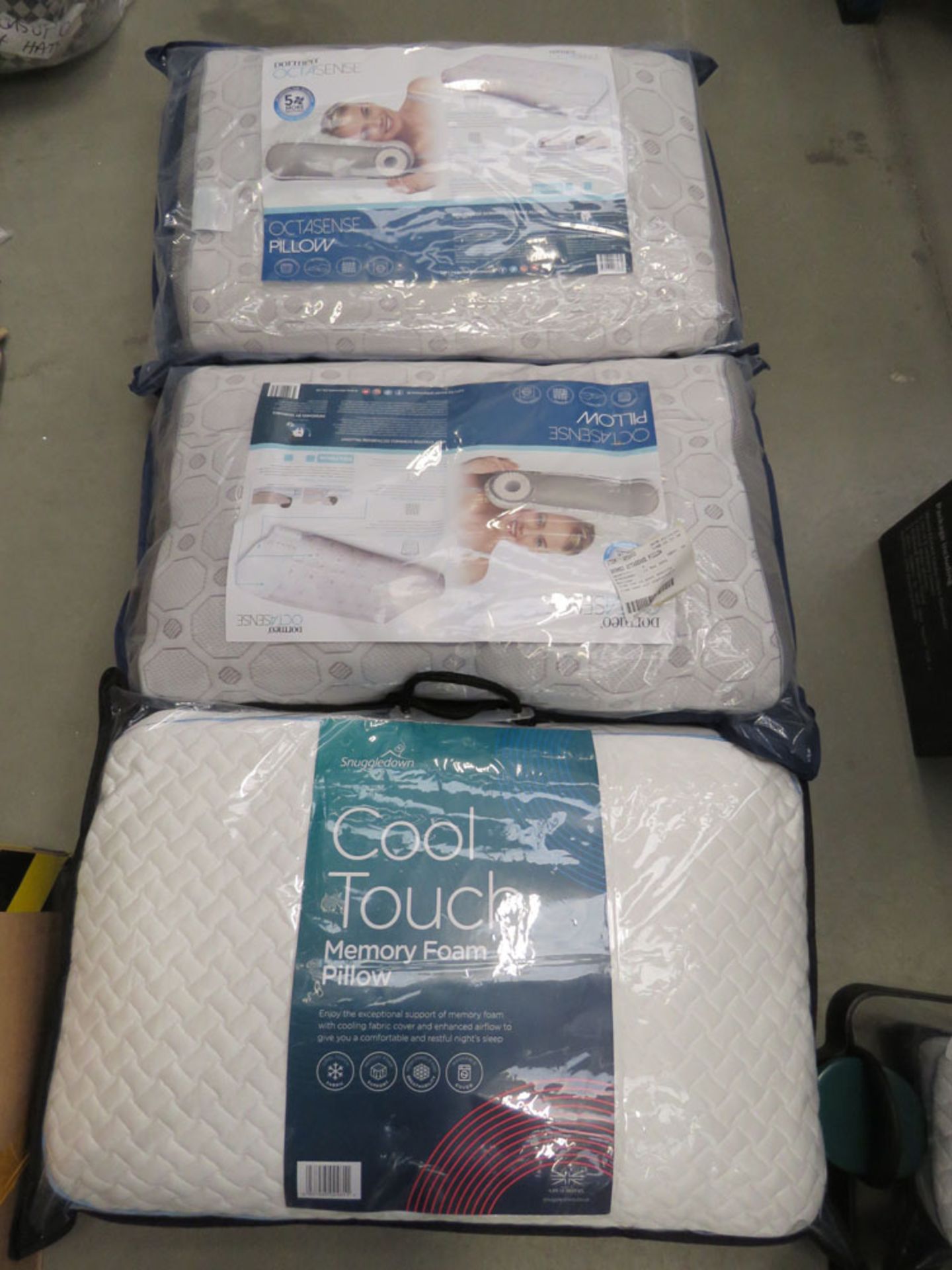 3 bagged memory foam pillows