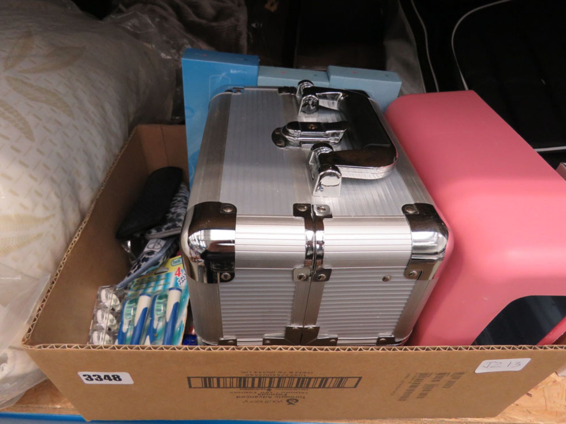 Box containing nail UV lamp, beauty case etc.