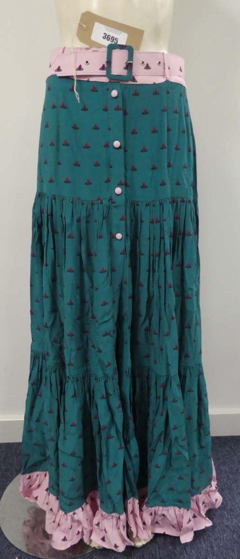 Paolita ladies melia button maxi skirt in dark green size medium