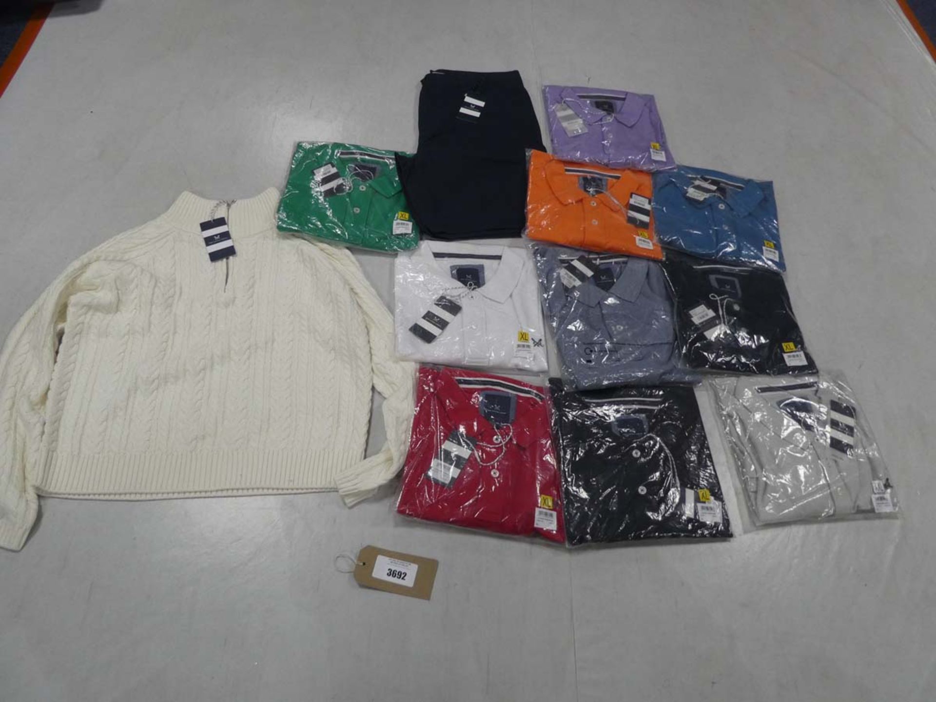 Selection of Crew Clothing Company clothing to include polo shirts, jumper and shorts