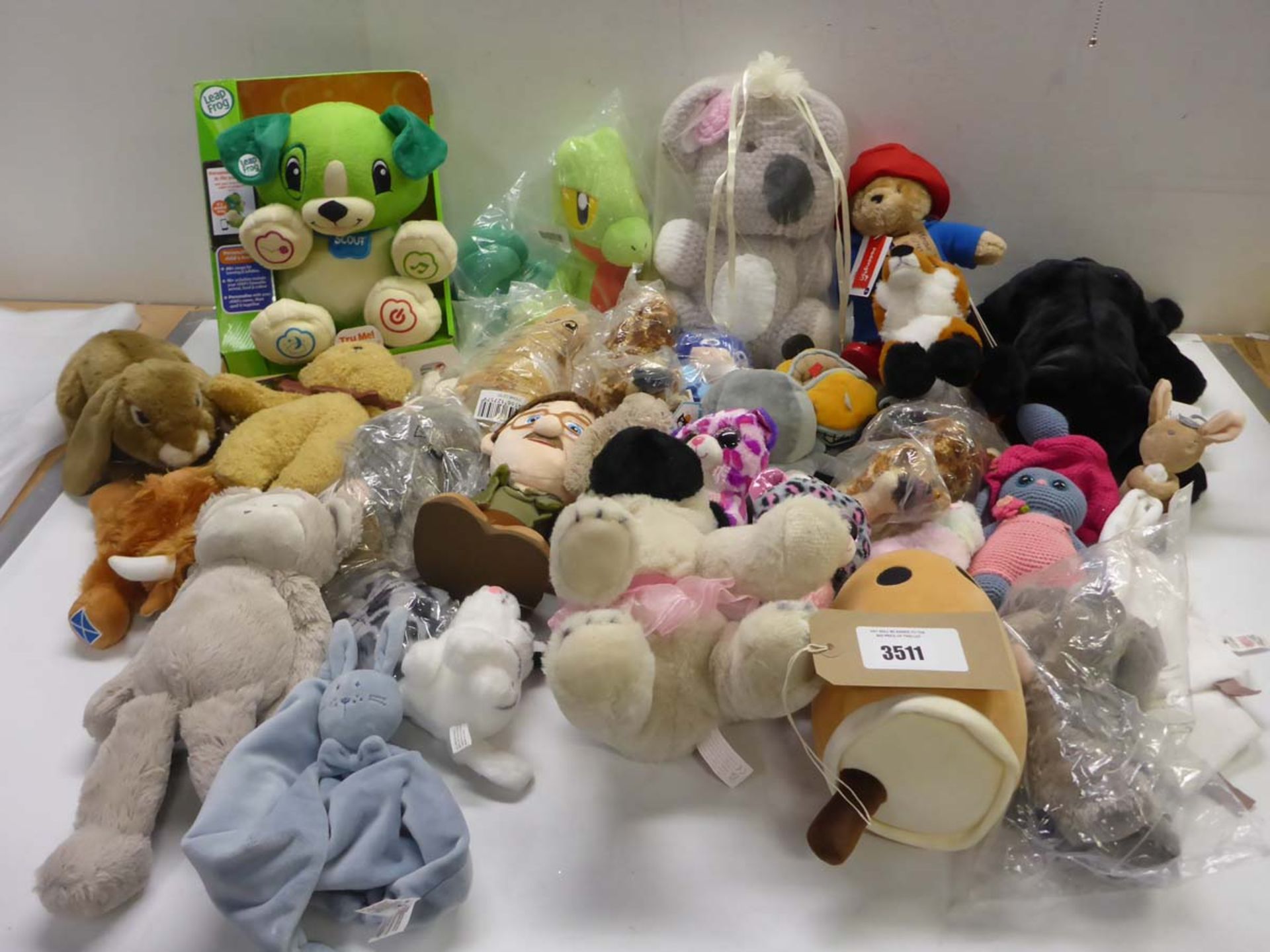 Leap Frog puppy, Paddington Bear and other soft cuddly toys