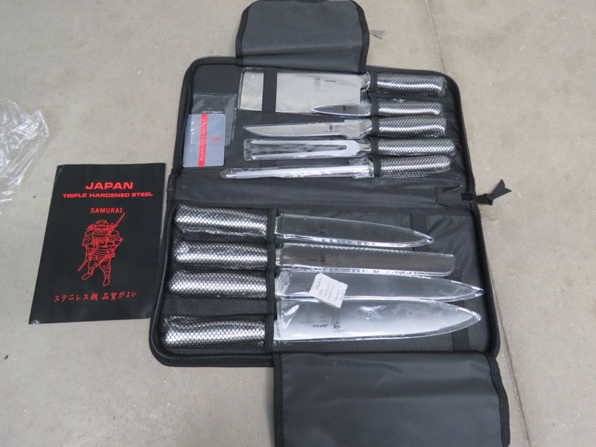 Japan triple hardened steel knife set in case