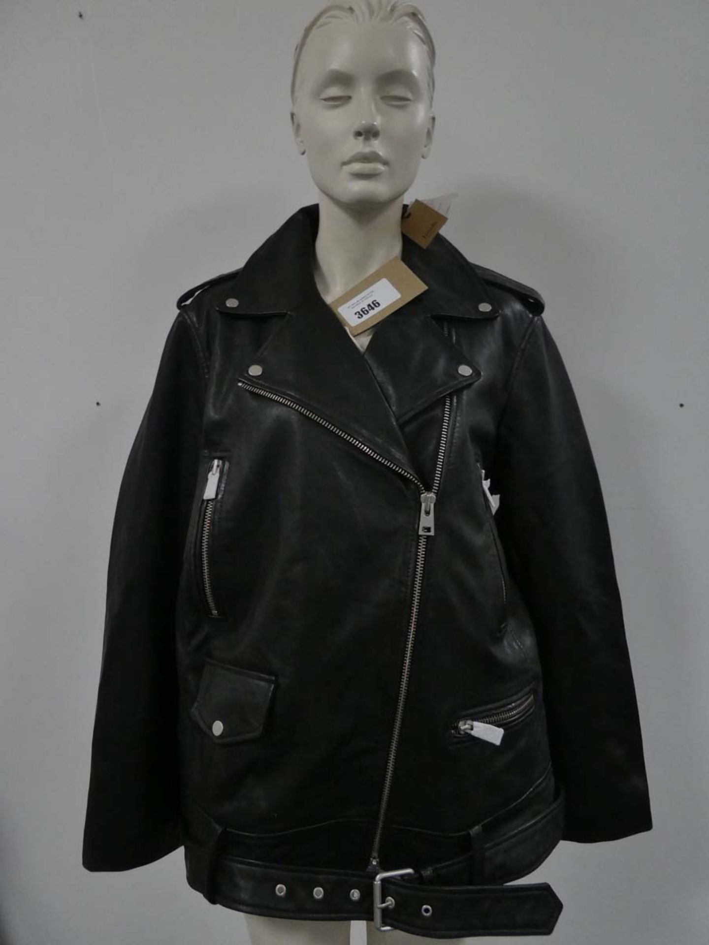 Hush ladies oversized leather jacket in black size 16