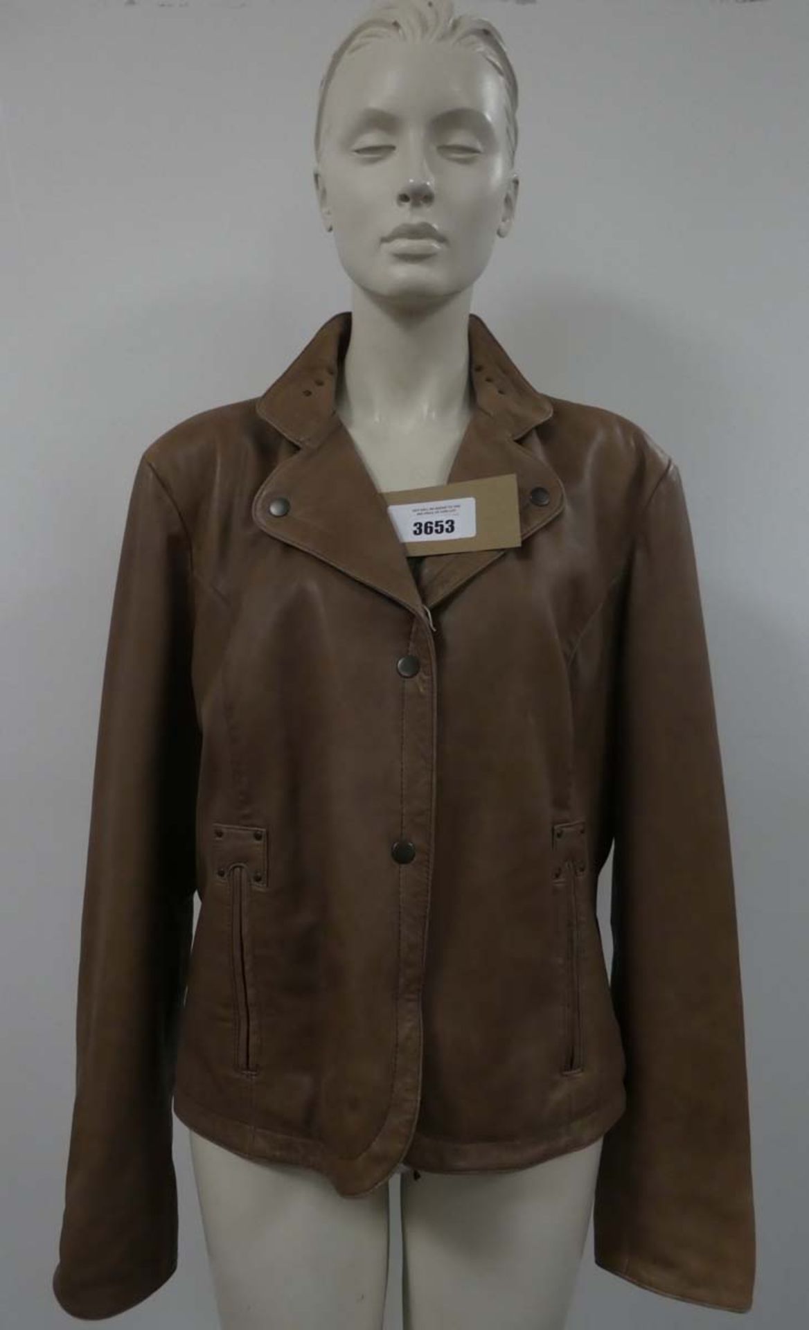 Ladies Hide Park light brown leather jacket size 2XL