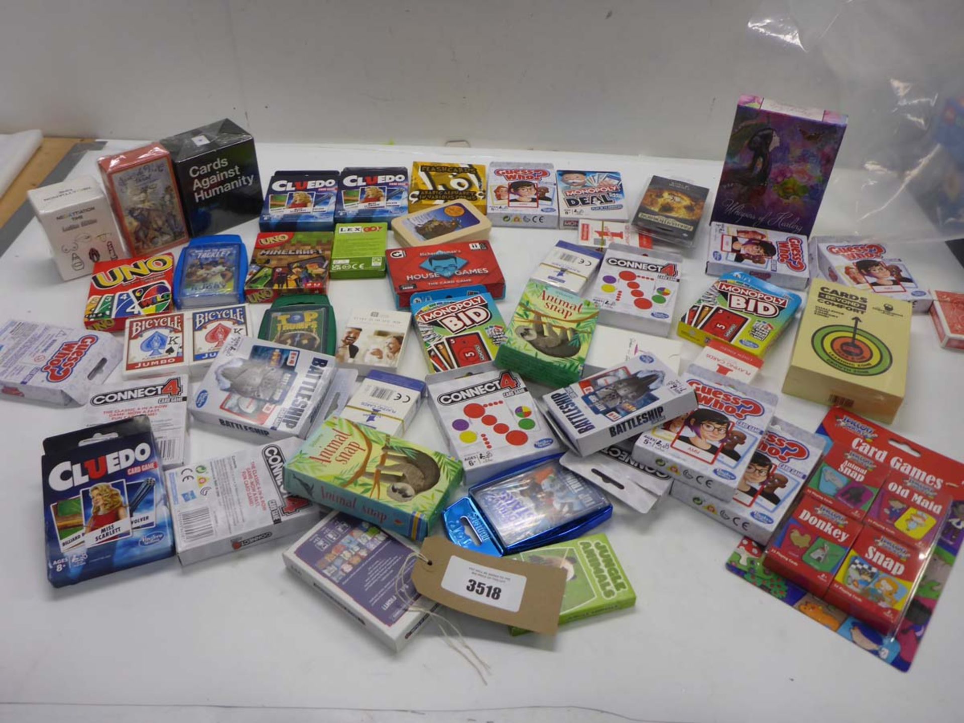 Selection of card games including Cards Against Humanity, Battleship, Uno, Guess Who?, Cluedo etc