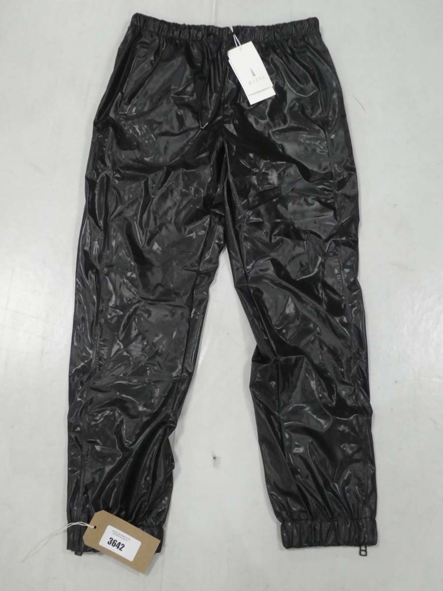 Rains shiny black pants size M/L