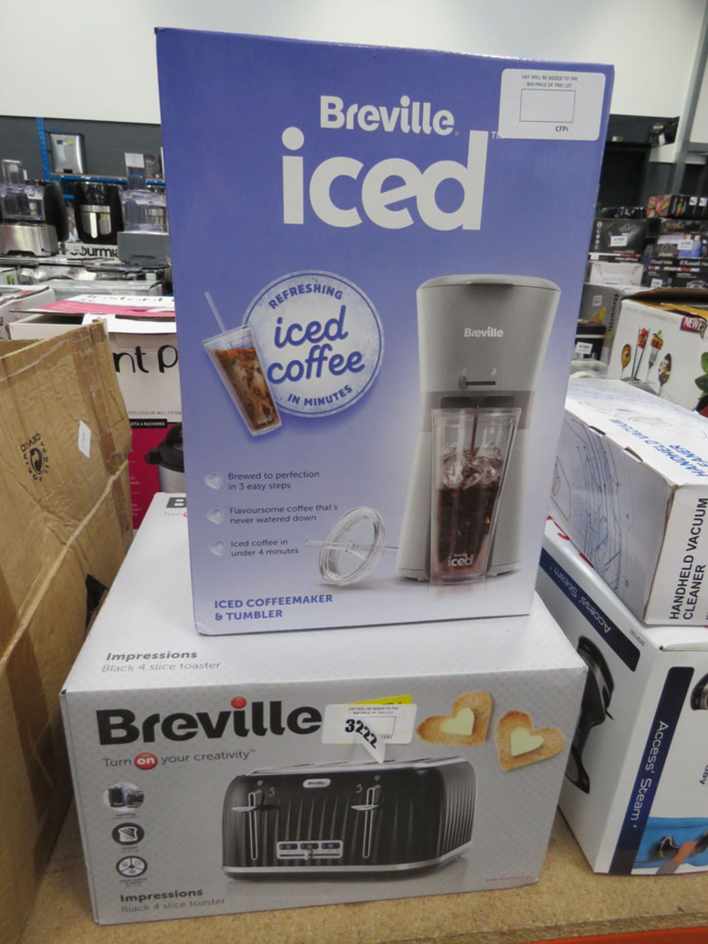 Breville 4 slice toaster in box plus Breville iced coffee machine