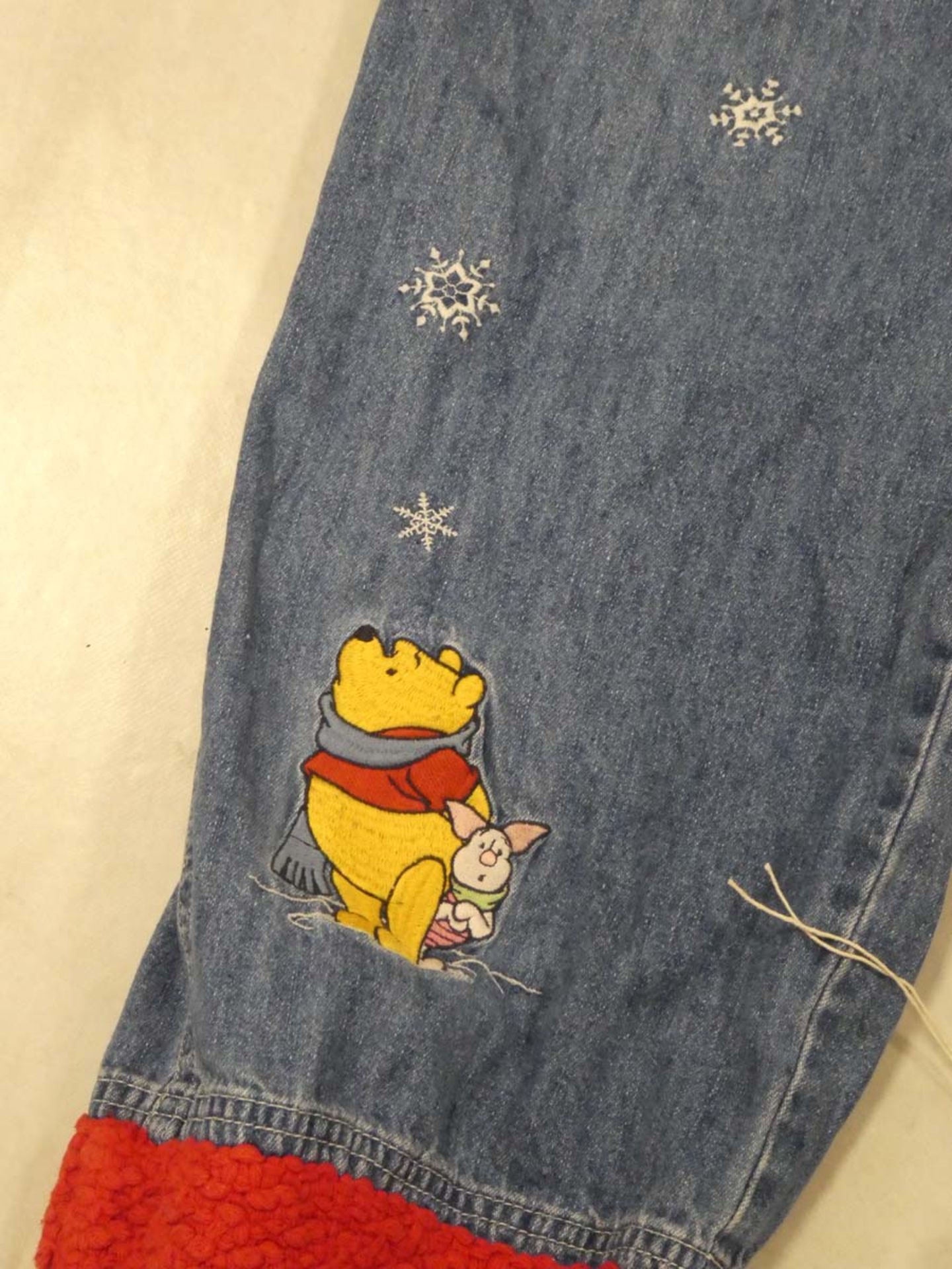 Disney Store ladies Christmas Winnie the Pooh denim dungarees size medium - Image 2 of 3