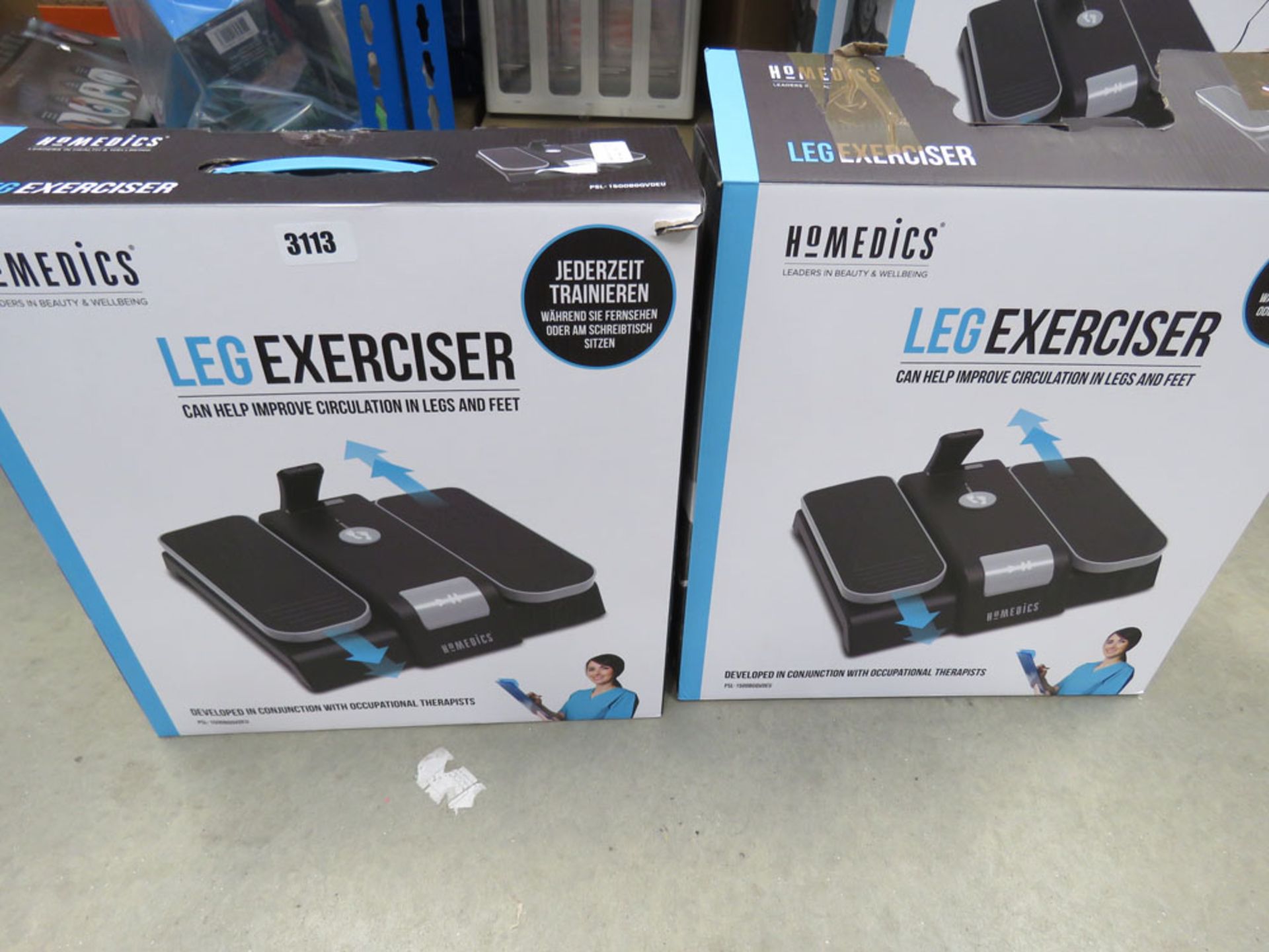 2 boxed Homedics leg exercisers