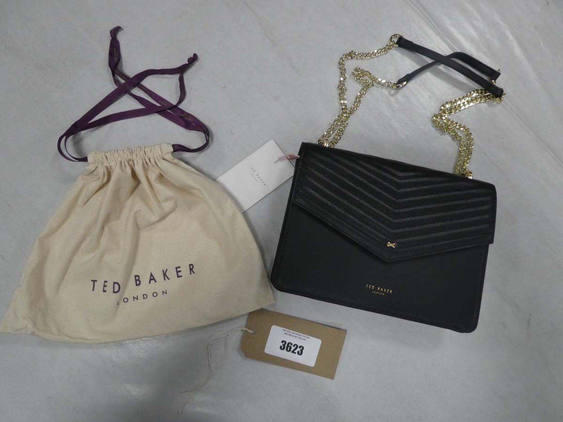 Ted Baker London bow detail envelope cross body bag in black with dust bag