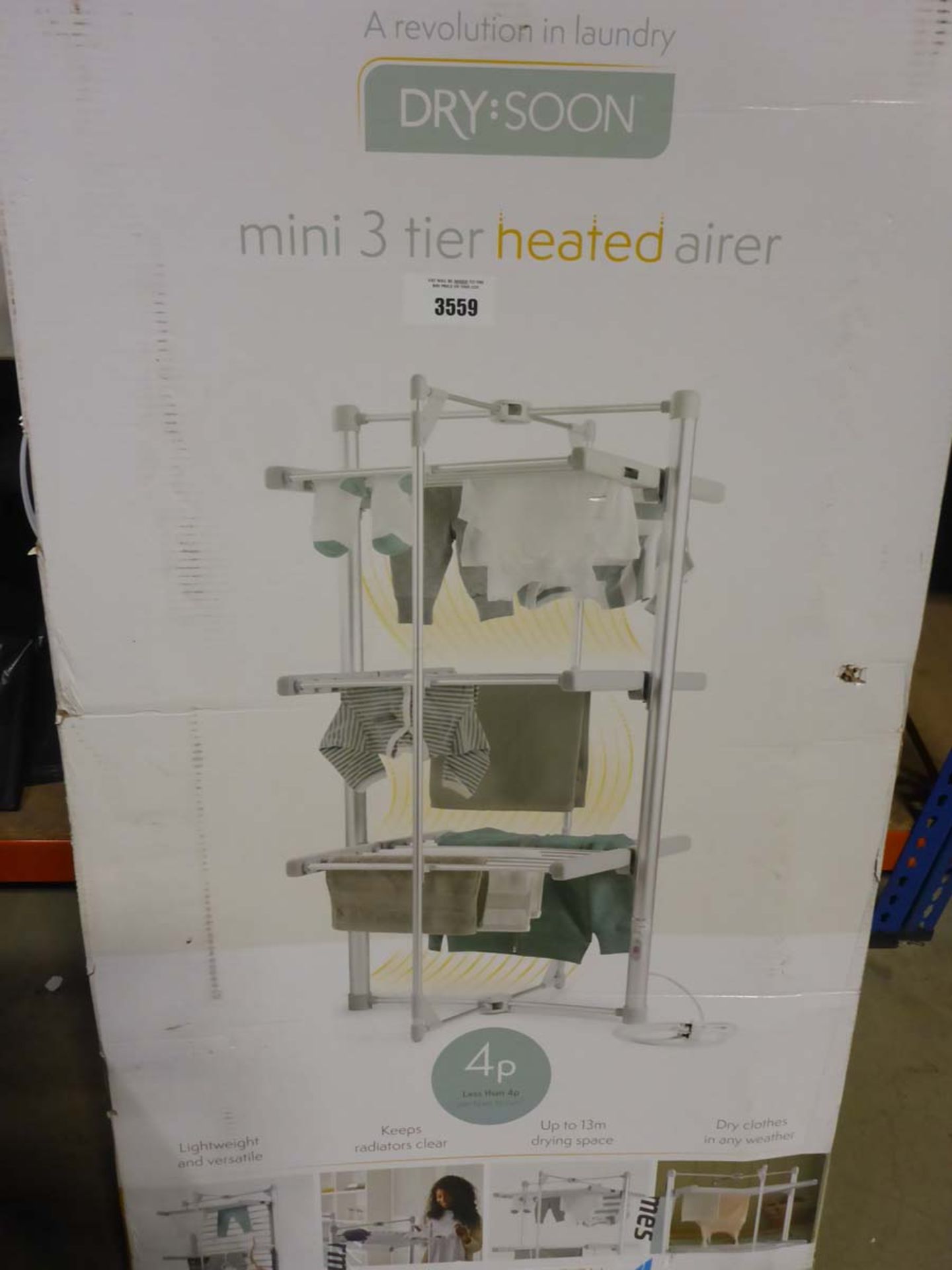 Dry Soon mini 3 tier heated airer