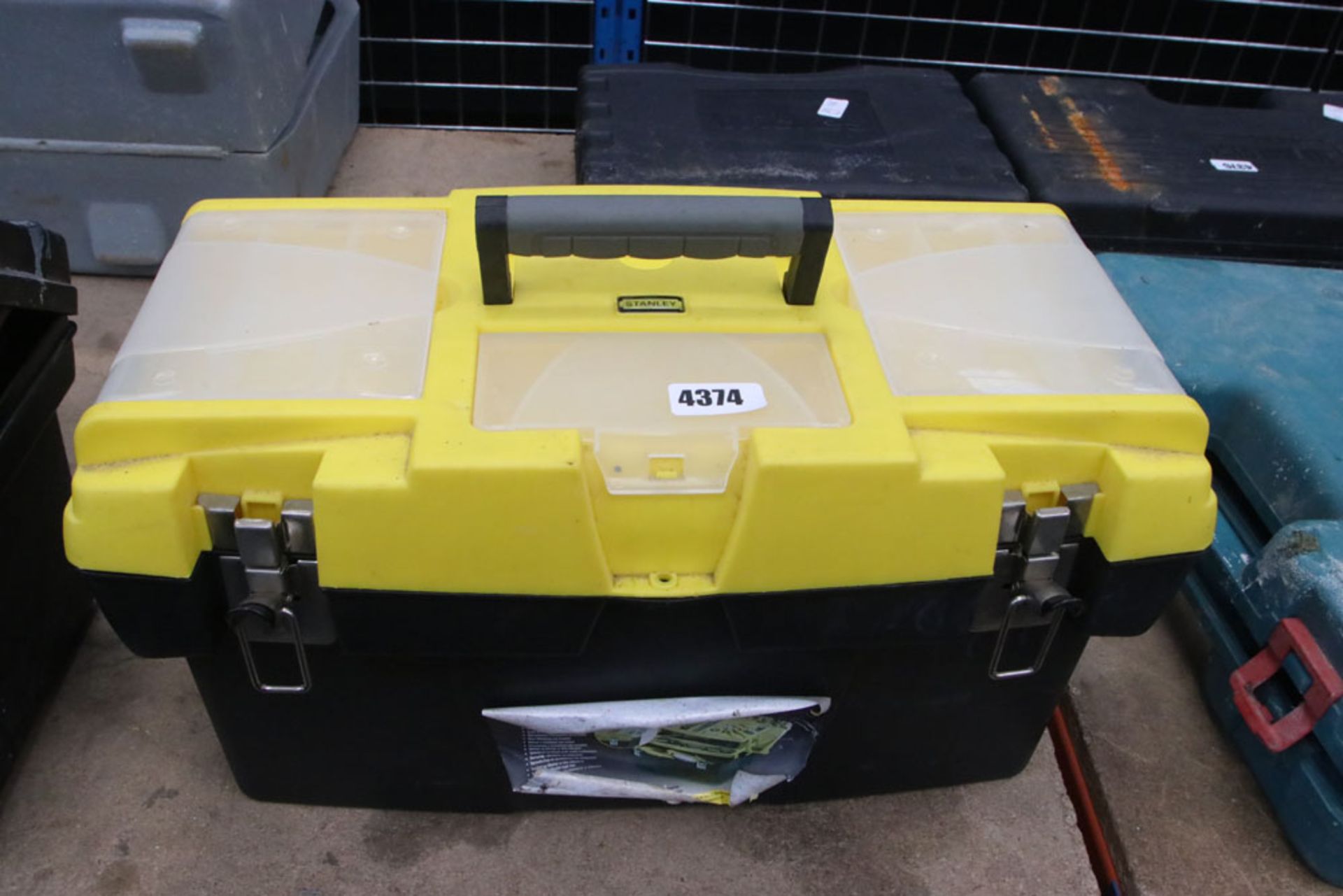 Stanley black and yellow tool box with a small quantity of spanners and allen keys - Image 2 of 2