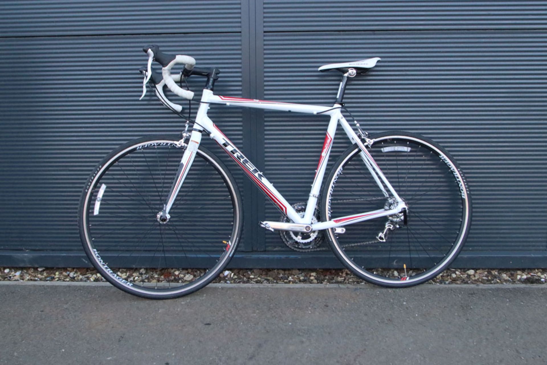 Trek white and red racing bike