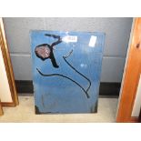 Blue glazed tile with figure of a reclining nude