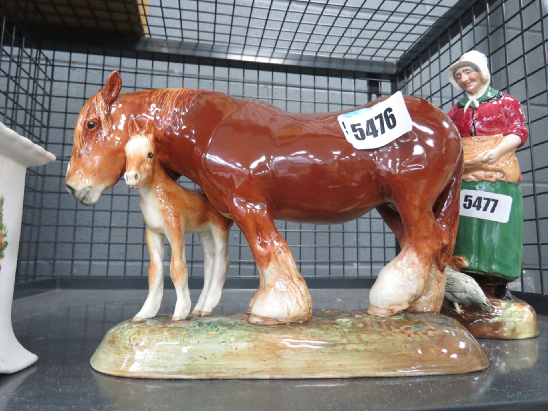 Royal Doulton figure of a carthorse and foal