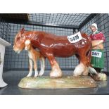 Royal Doulton figure of a carthorse and foal