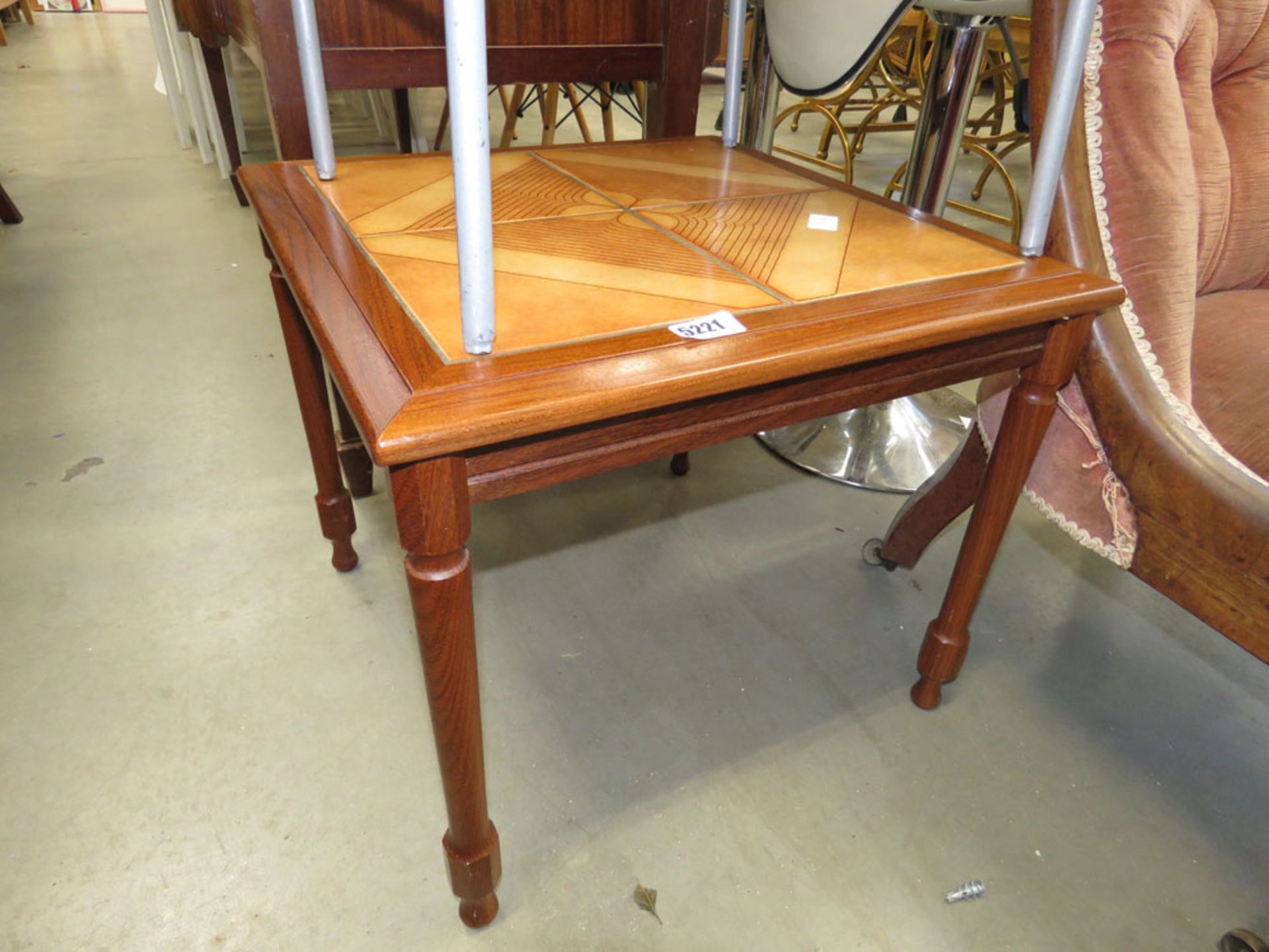 Square tile topped lamp table