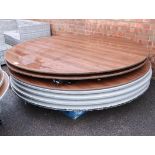 7 large circular collapsible catering tables