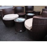 3 piece rattan garden bistro set comprising 2 armchairs and circular coffee table