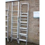 Werner aluminium double extending ladder with aluminium 5 tread stepladder