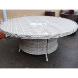 Large grey rattan circular garden table (no glass)
