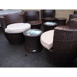 3 piece rattan garden bistro set comprising 2 armchairs and circular coffee table