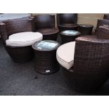 3 piece rattan garden bistro set comprising 2 armchairs and circular coffee table