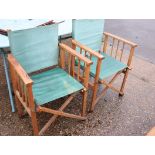 Pair of collapsible director style garden chairs