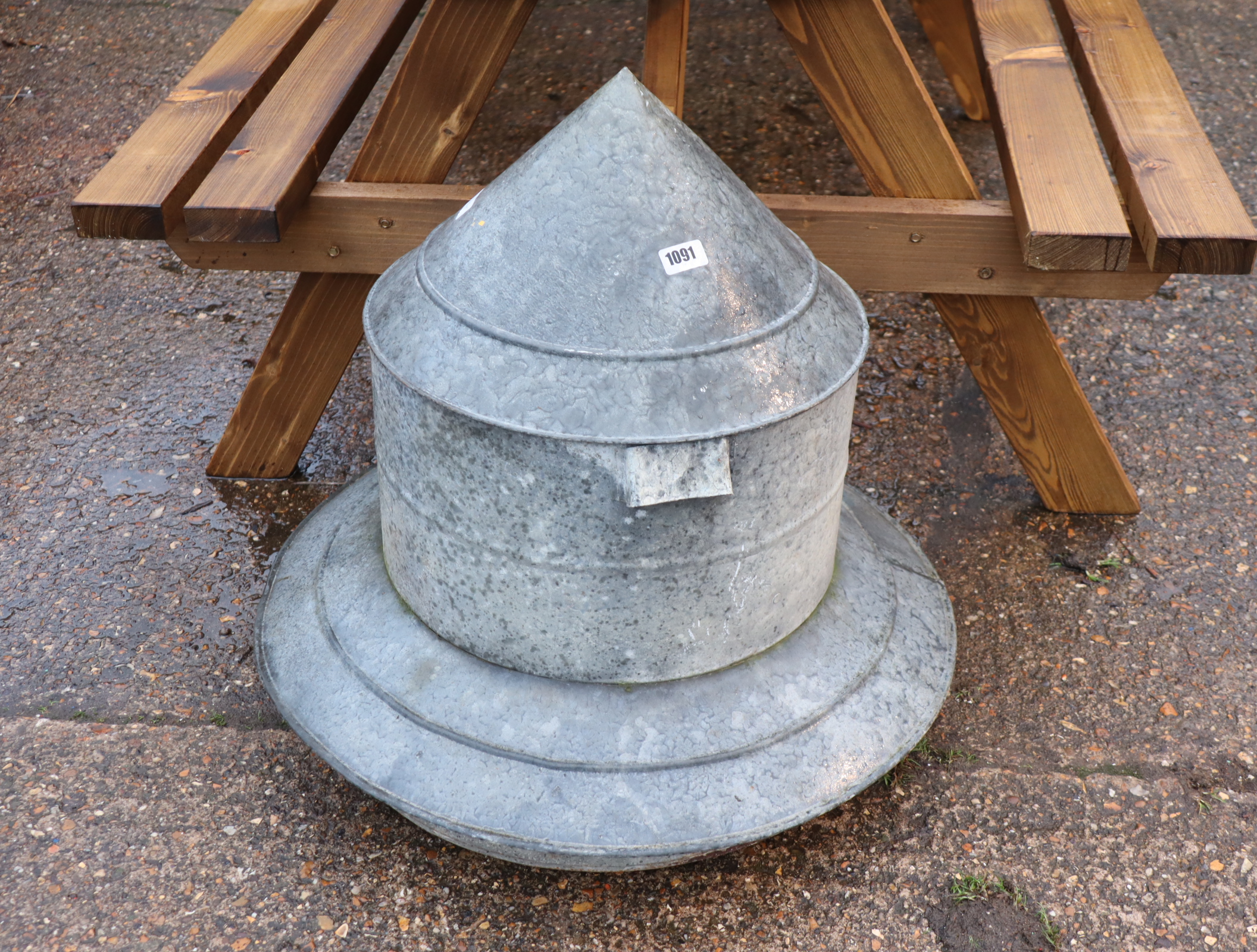 Galvanized chicken feeder