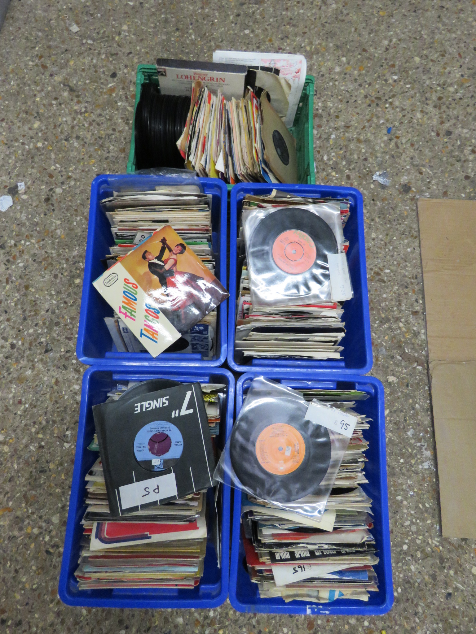 5 small crates of 45 records